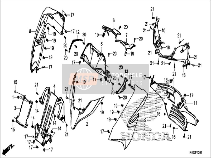 Honda NSS125AD 2019 Copertura frontale/Meter Pannello (NSS125ADK) per un 2019 Honda NSS125AD